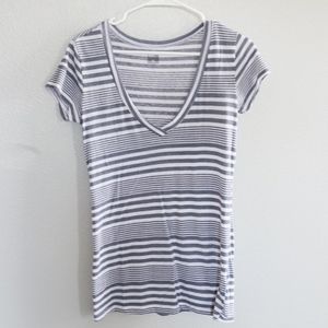 Striped Deep V-Neck Tee